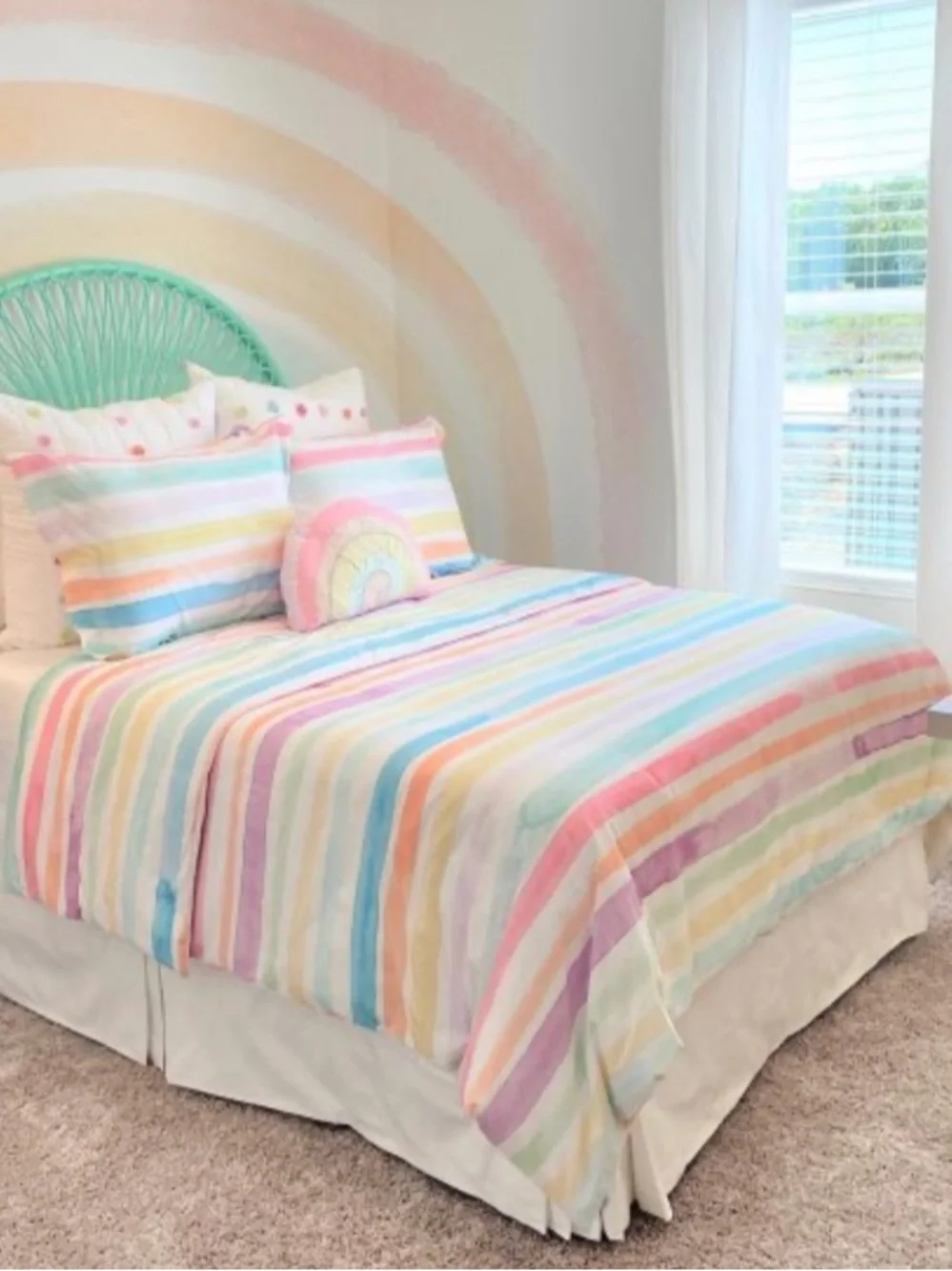 Pottery Barn Kids Kayla Stripe Organic Duvet Cover Watercolor Stripes Full/Queen